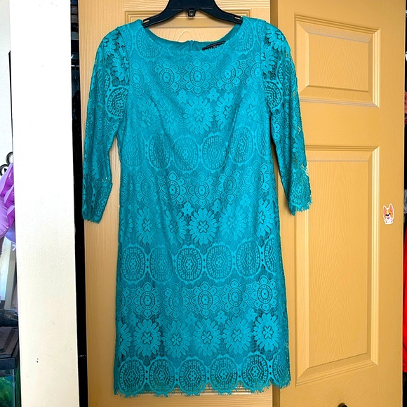 Teal lacy dress - Picture 1 of 7